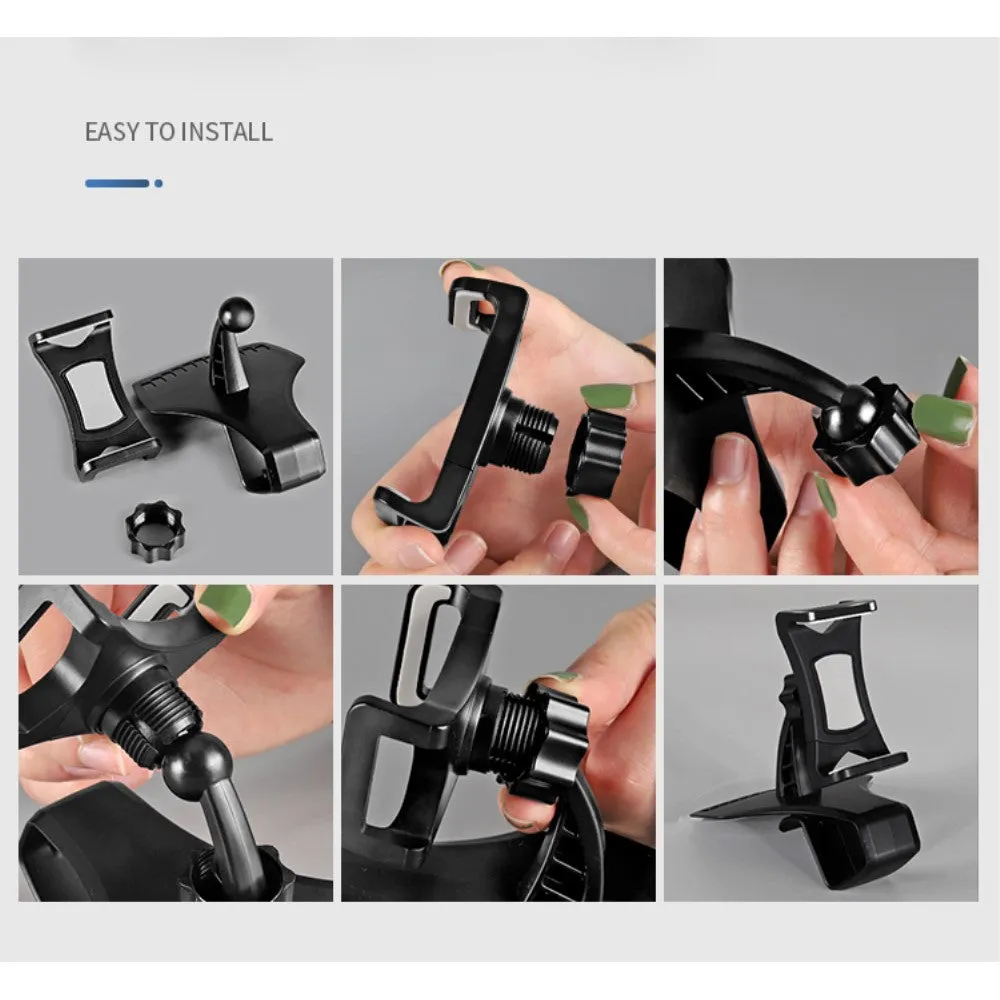 3 in 1 Car GPS Smartphone Holder: Dashboard / Visor Clamp   AC Grid Clip for Sharp Hybrid 007SH, The Hybrid 007SH - Black