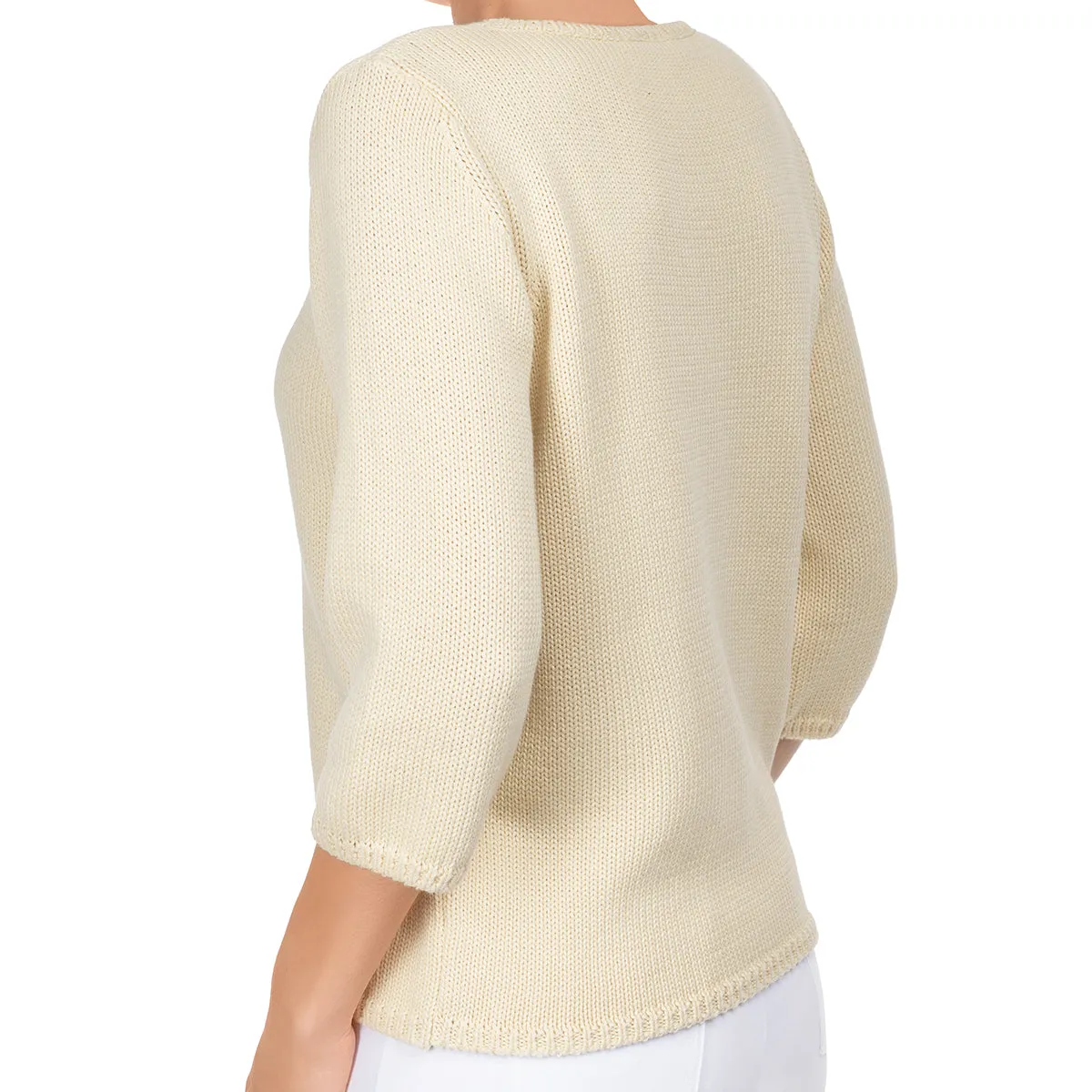3/4 Sleeve Pullover in Pale Yellow