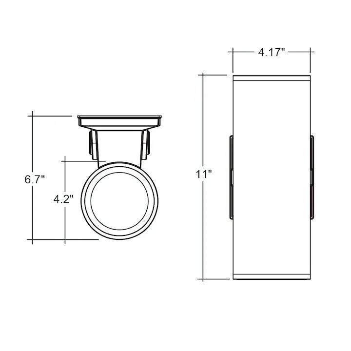 4" Architectural Cylinder Up and/or Down Light, 2100 Lumen Max, CCT and Wattage Selectable, Integrated Photocell, 120-277V