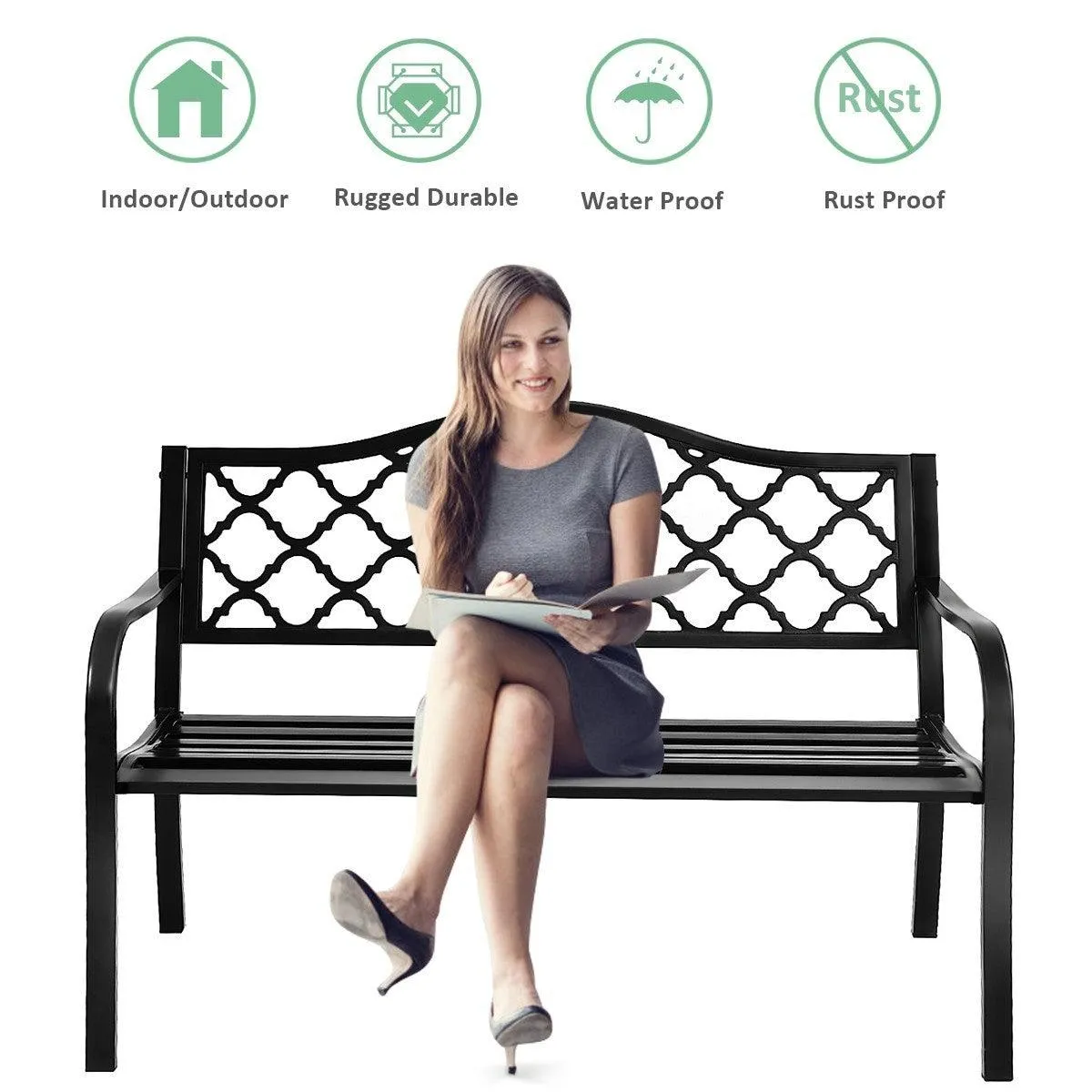 50" Patio Garden Bench Loveseats