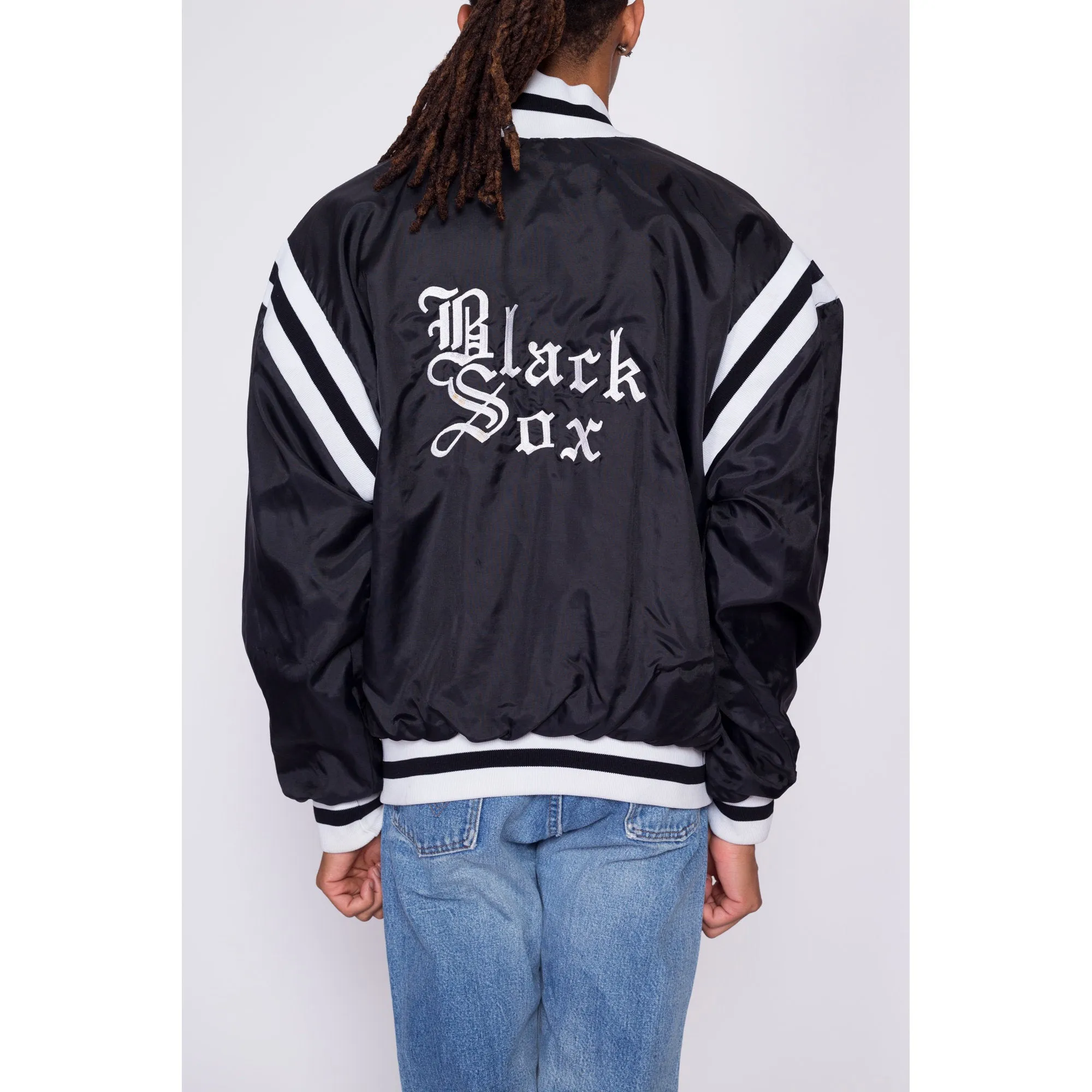 80s Black Sox Baseball Quarter Zip Windbreaker - Men's XL