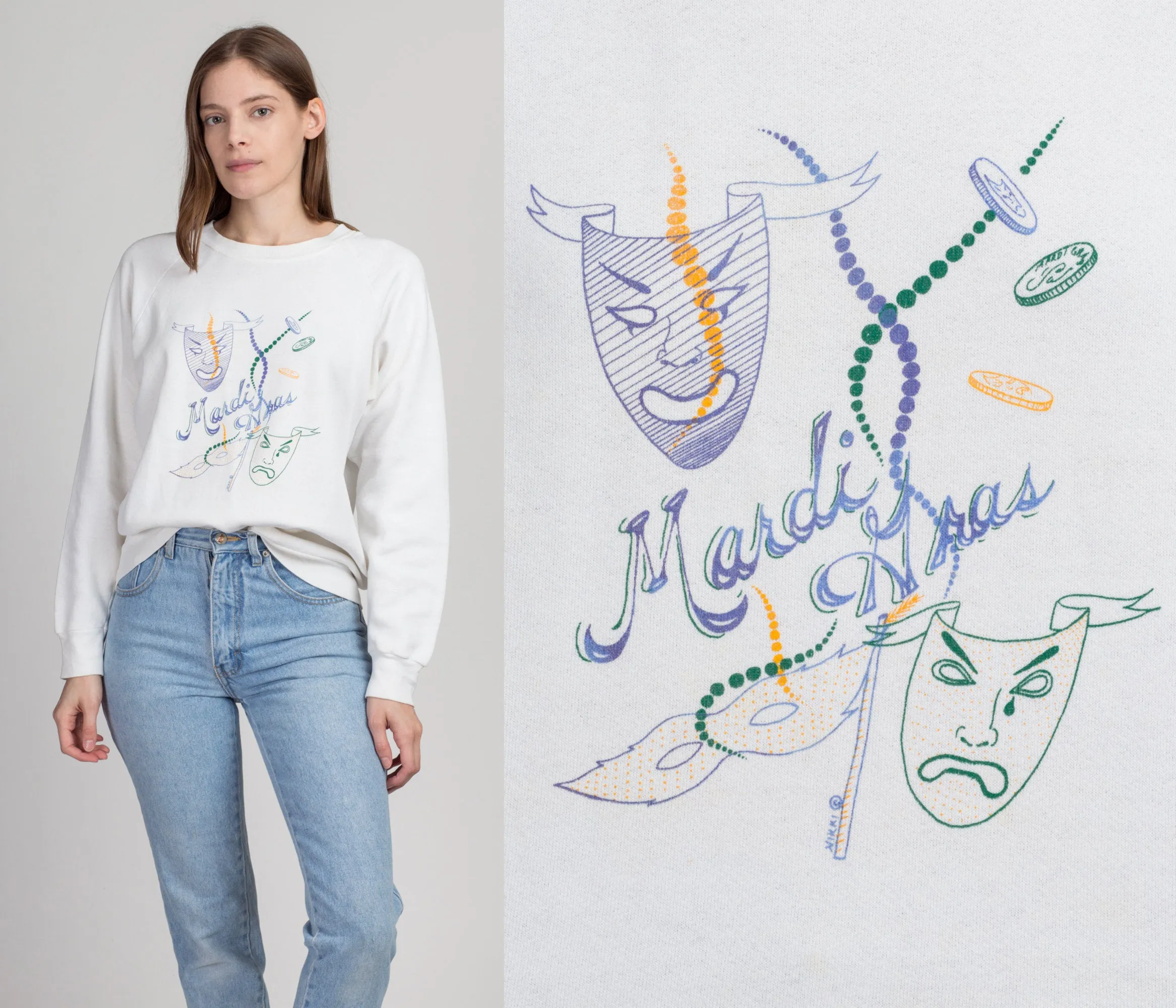 80s New Orleans Masquerade Sweatshirt - Medium to Large