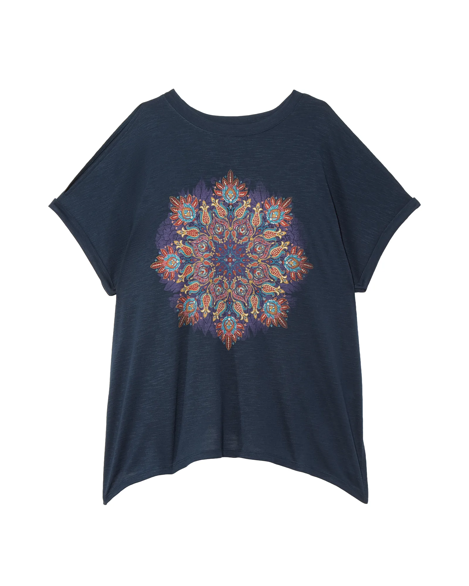 Adeline Split Sleeve Tee | Navy / Yellow