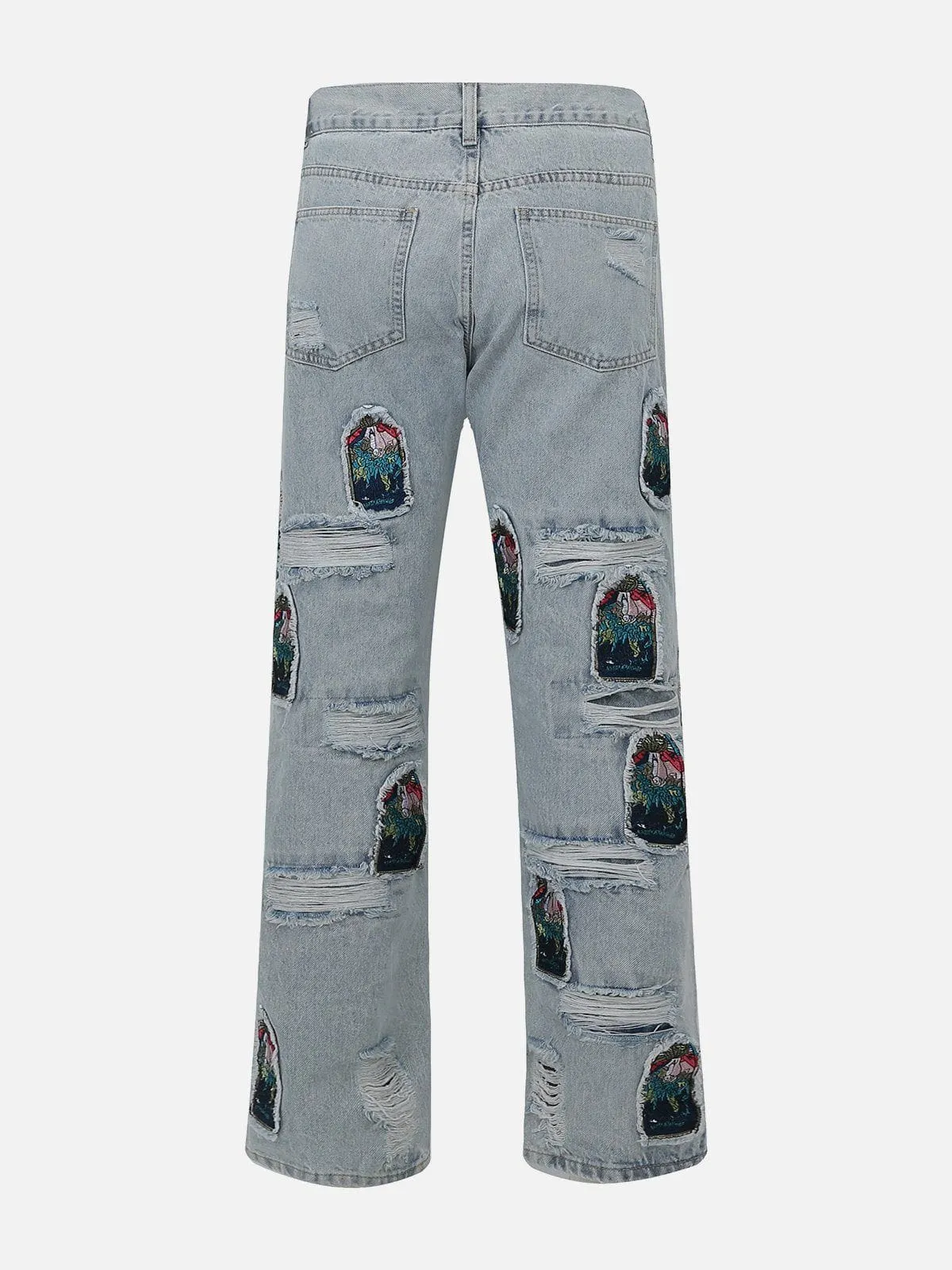 AlanBalen® - Embroidered Burlap Patchwork Jeans