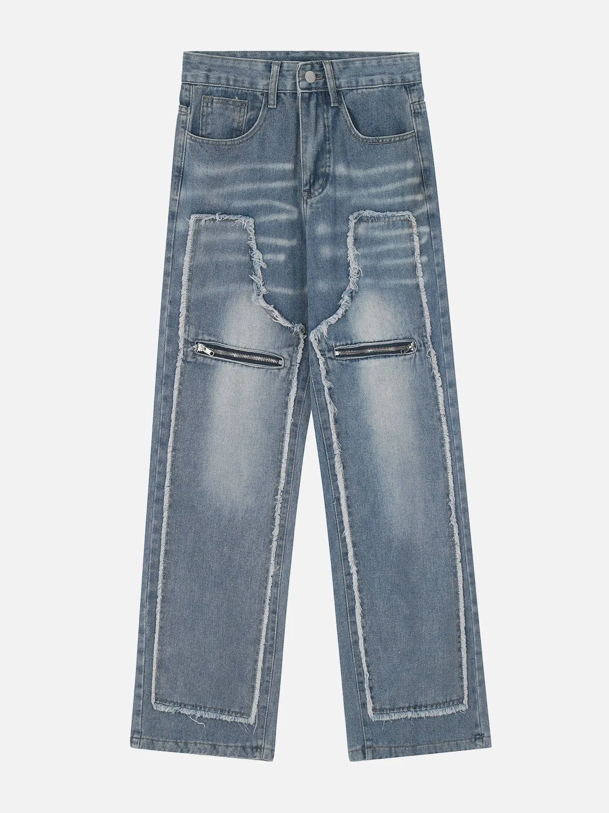 AlanBalen® - Fake Two Piece Raw Jeans