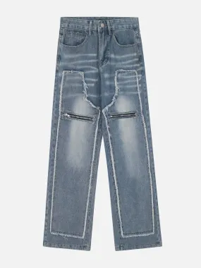 AlanBalen® - Fake Two Piece Raw Jeans