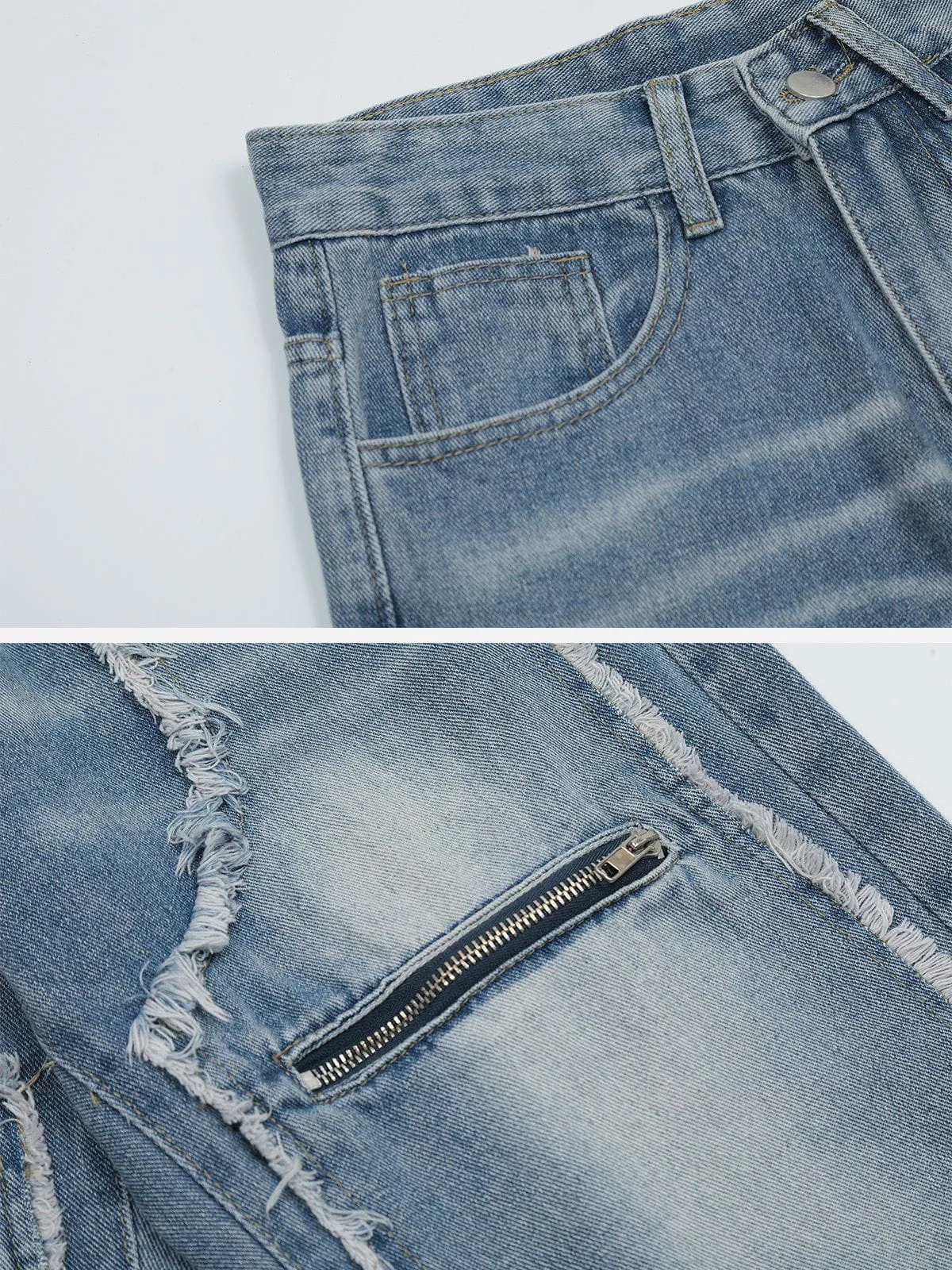 AlanBalen® - Fake Two Piece Raw Jeans