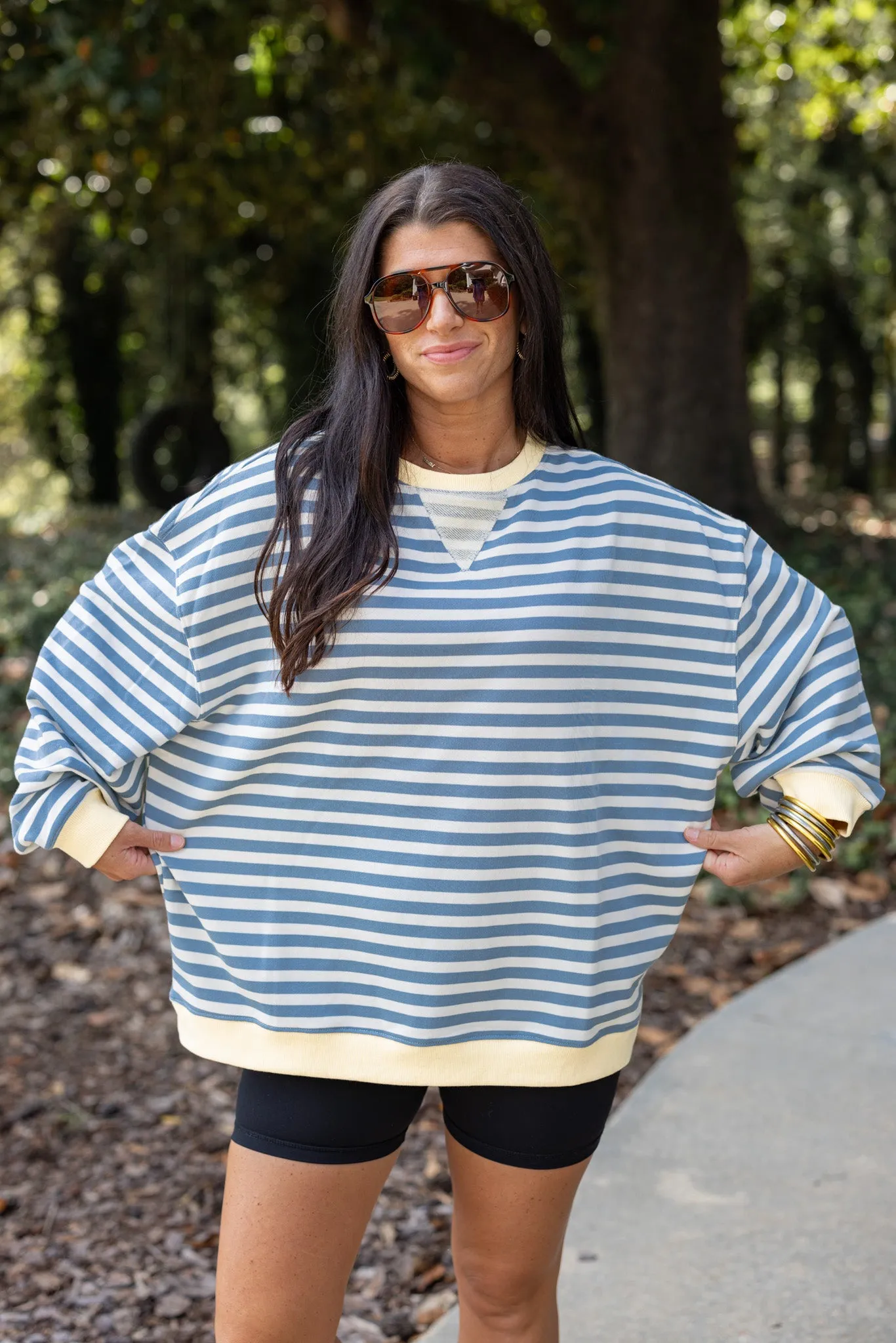 All About Stripes Blue Sweatshirt