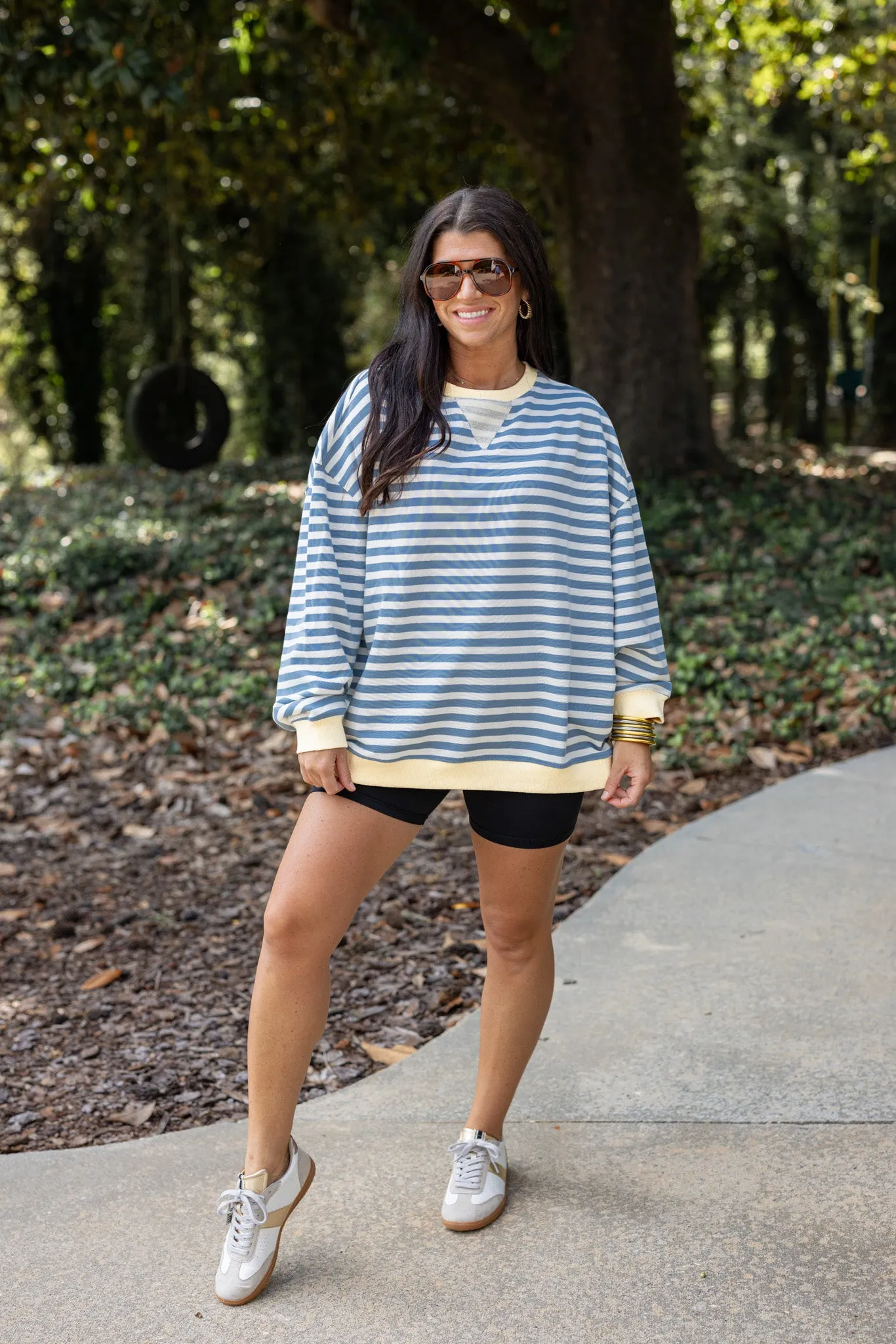 All About Stripes Blue Sweatshirt