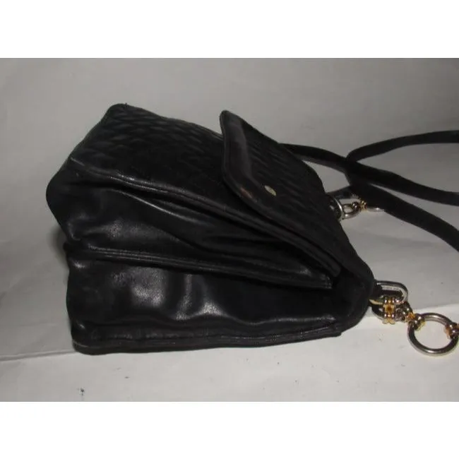 Bally Vintage Pursesdesigner Purses Black Quilted Leather With Gold Chain And Black Leather Strap Sh