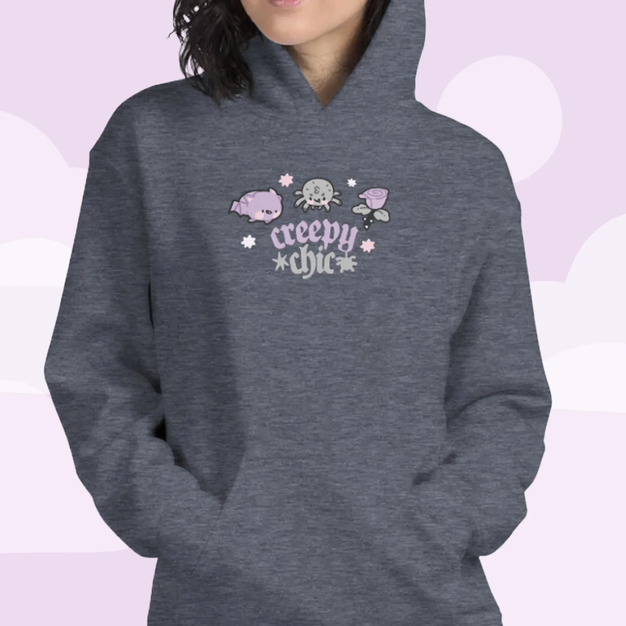 Bartholomew the Bat & Fluffy the Spider Hoodie | Creepy Chic Gothic Halloween Sweatshirt | Spooky Cute Kawaii Apparel