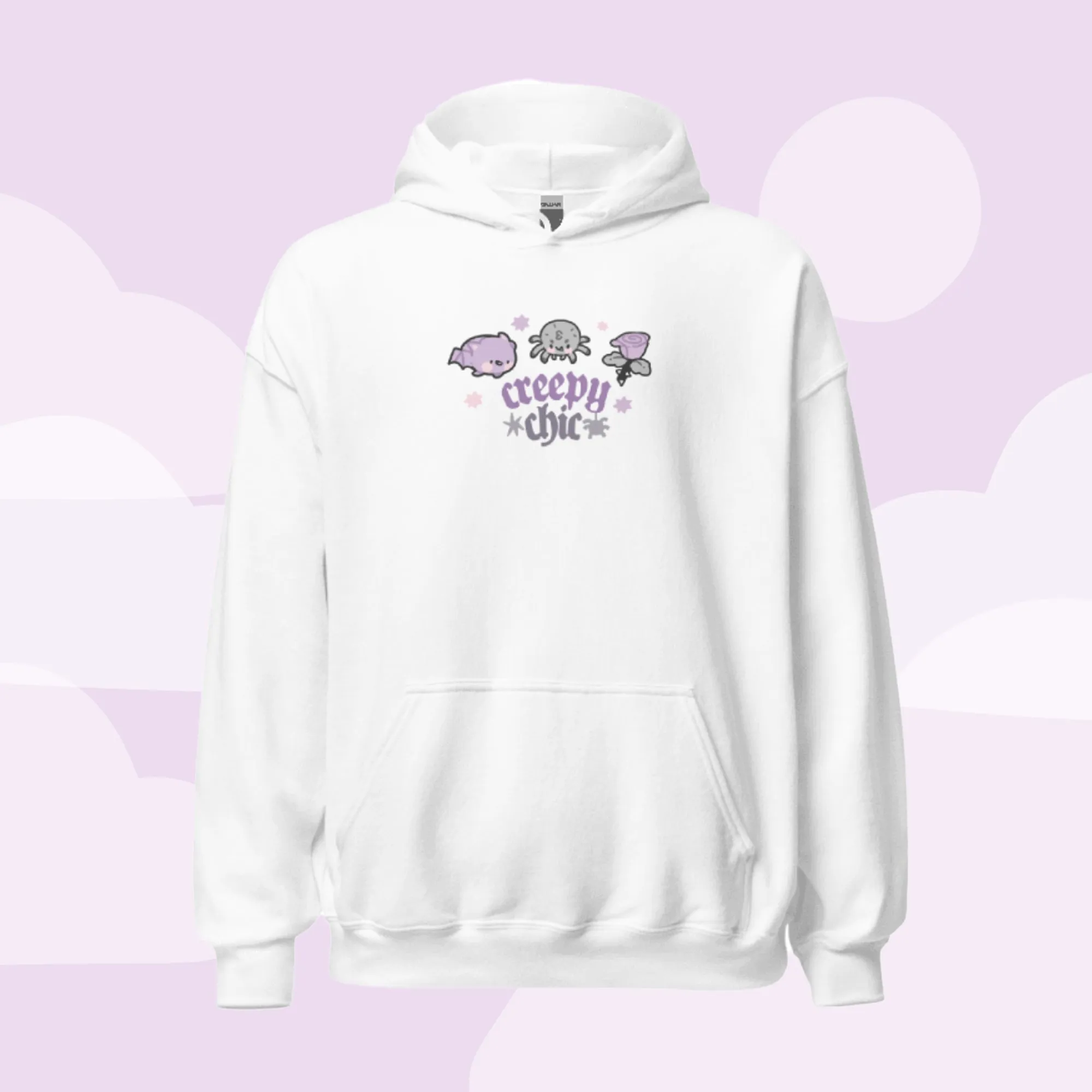Bartholomew the Bat & Fluffy the Spider Hoodie | Creepy Chic Gothic Halloween Sweatshirt | Spooky Cute Kawaii Apparel