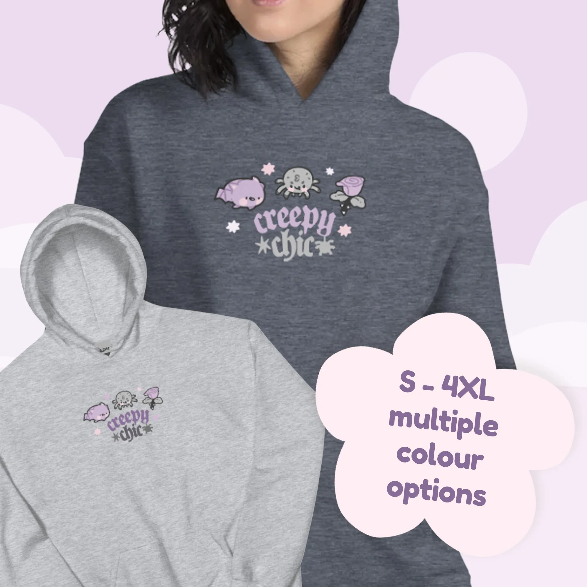 Bartholomew the Bat & Fluffy the Spider Hoodie | Creepy Chic Gothic Halloween Sweatshirt | Spooky Cute Kawaii Apparel