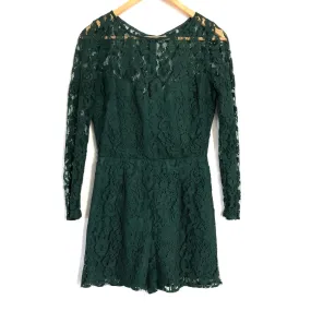 BB Dakota Dark Green Lace Romper- Size 4