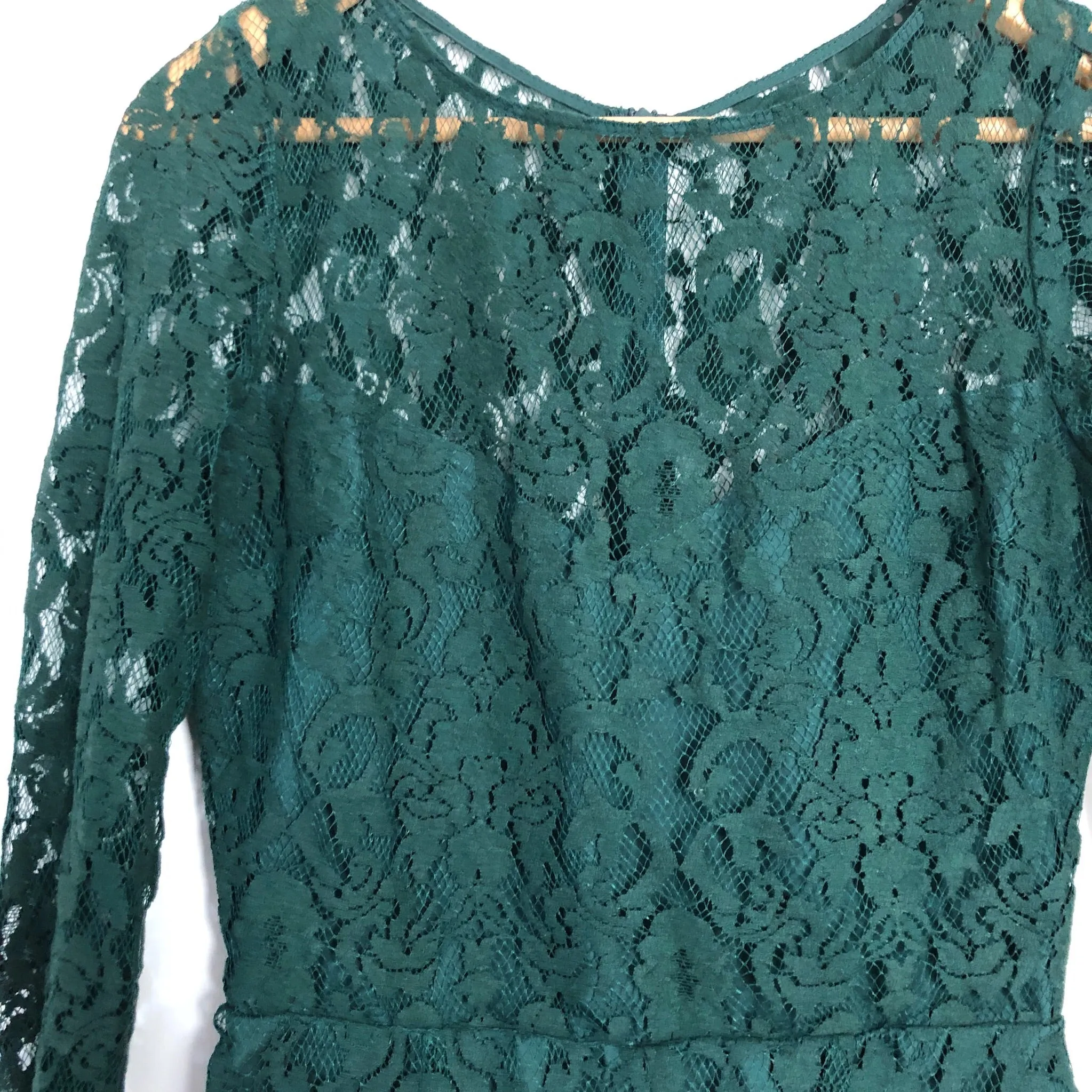 BB Dakota Dark Green Lace Romper- Size 4