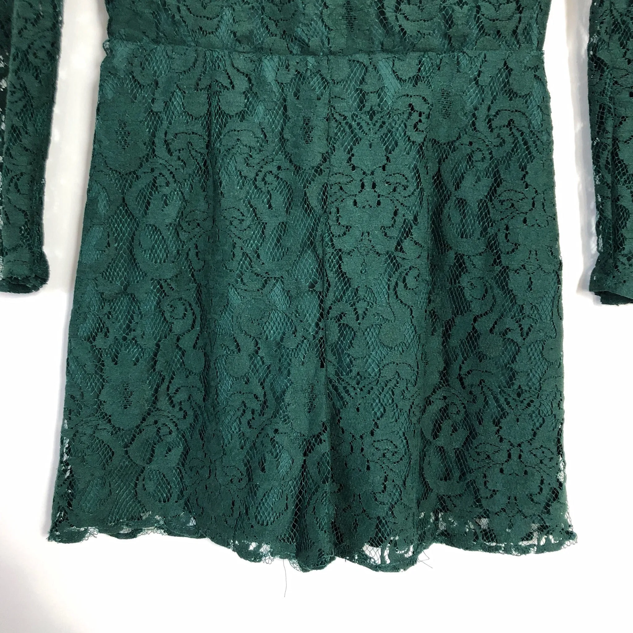 BB Dakota Dark Green Lace Romper- Size 4