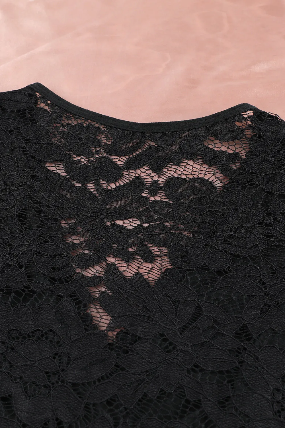 BerryBetty - Black V Neck Lace Sheer Puff Sleeve Bodysuit