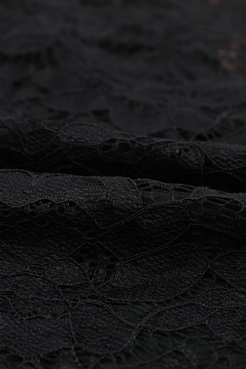 BerryBetty - Black V Neck Lace Sheer Puff Sleeve Bodysuit
