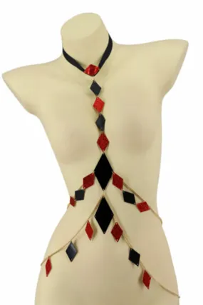 Black And Red Diamond Body Chain