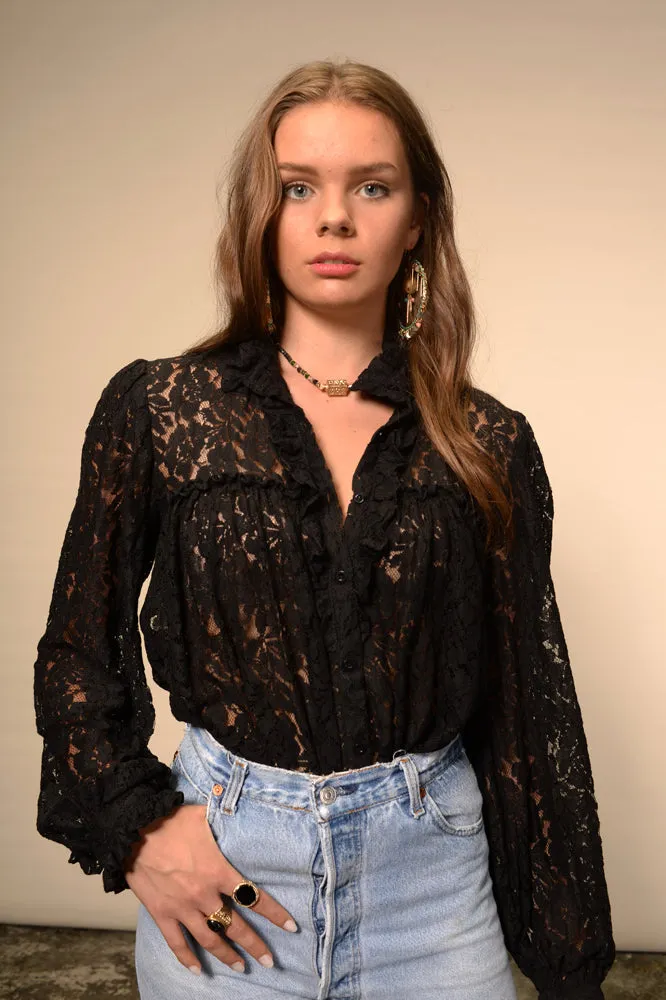 Blouse dentelle noire Poja