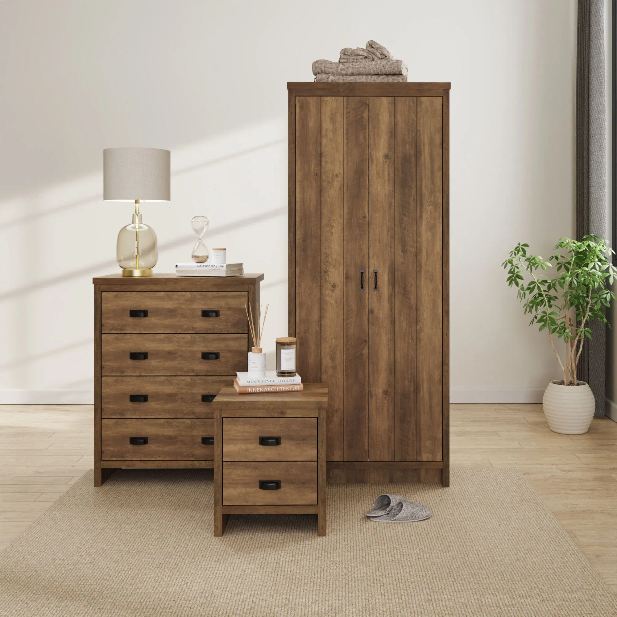 Boston 3 Piece Bedroom Set Knotty Oak