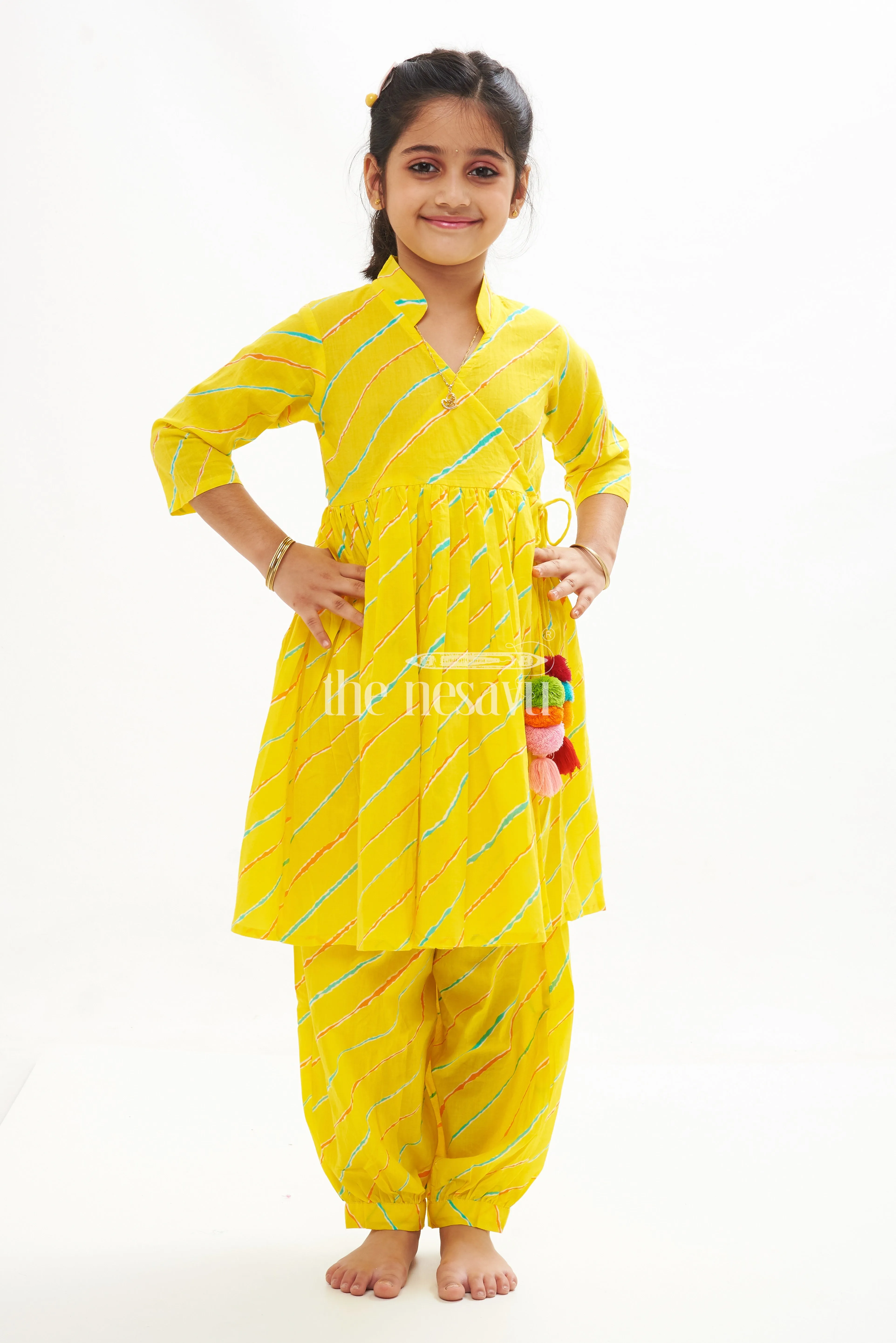 Bright Yellow Haram Pant Set for Kids