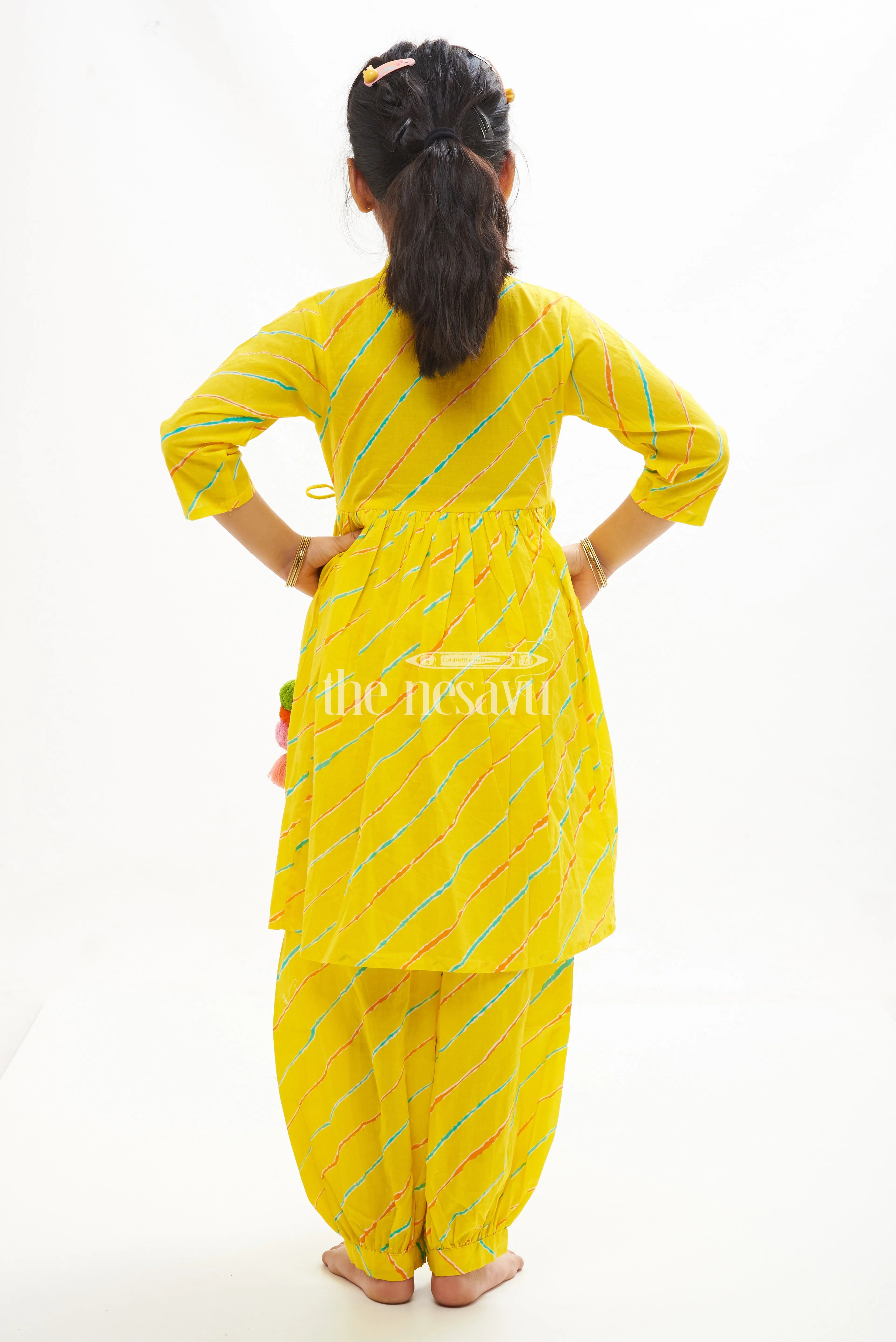 Bright Yellow Haram Pant Set for Kids