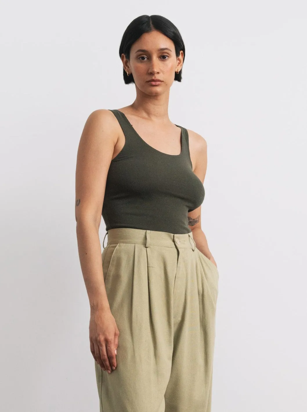 Christy Bodysuit, Regen Silk Noil Jersey, Eucalyptus