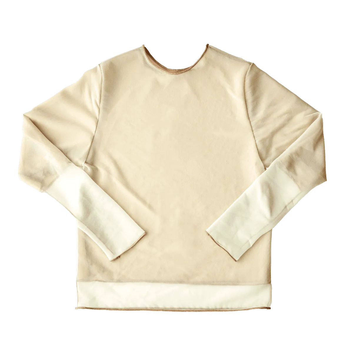 Crew Neck Pullover / Darkbeige × Yellow