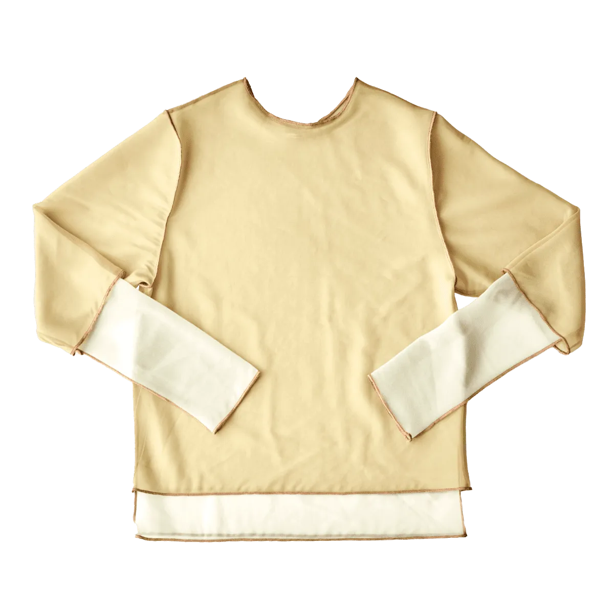 Crew Neck Pullover / Darkbeige × Yellow