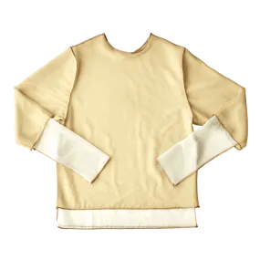 Crew Neck Pullover / Darkbeige × Yellow