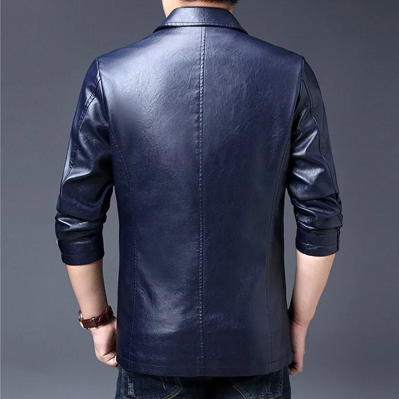Crocodile brand slim leather jacket coat Men Business Casual Autumn winter new Dress windbreaker mens Blazer faux leather jacket