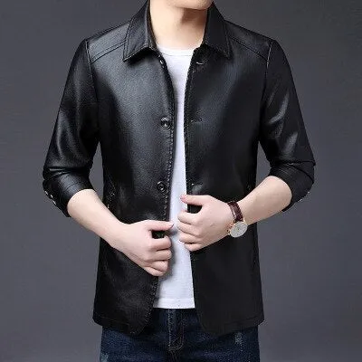 Crocodile brand slim leather jacket coat Men Business Casual Autumn winter new Dress windbreaker mens Blazer faux leather jacket