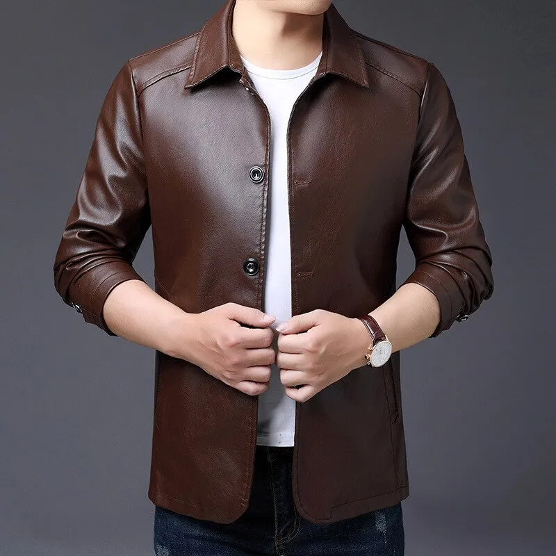 Crocodile brand slim leather jacket coat Men Business Casual Autumn winter new Dress windbreaker mens Blazer faux leather jacket