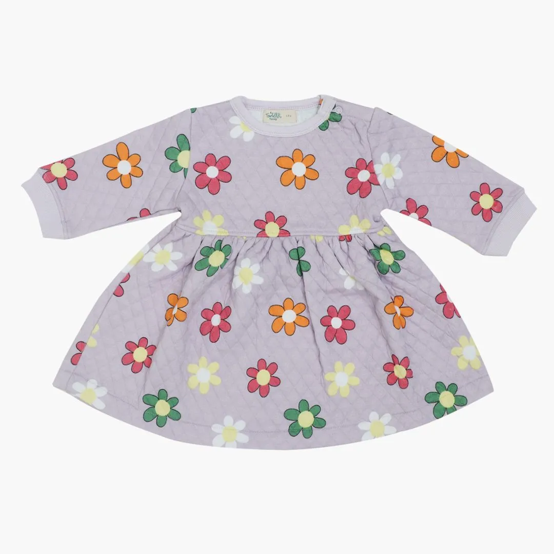 Cuddle Monster - Quilted Full sleeve Frock and pants for girls