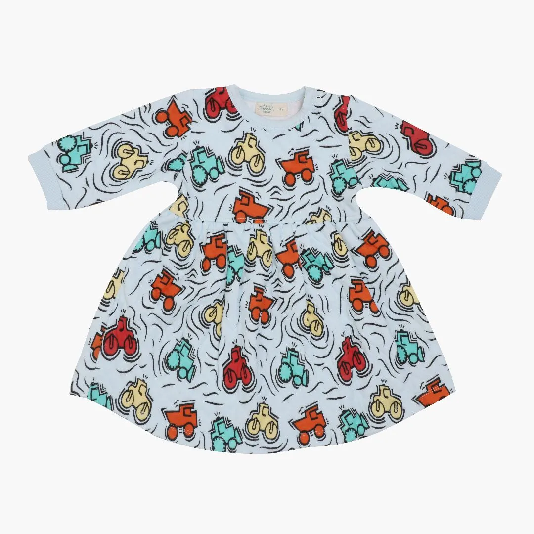 Cuddle Monster - Quilted Full sleeve Frock and pants for girls