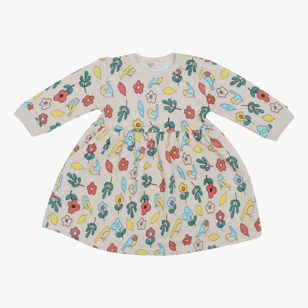 Cuddle Monster - Quilted Full sleeve Frock and pants for girls