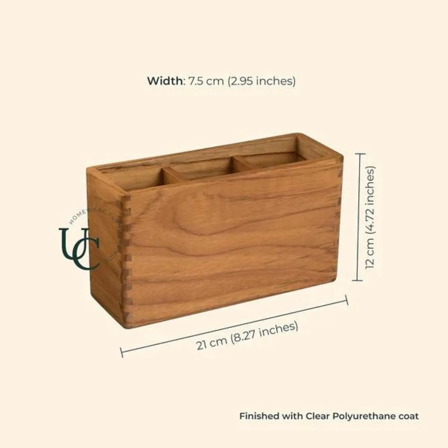 Cutlery Holder | Premium Teak Wood | Easy To Clean | Sturdy Construct | 8"