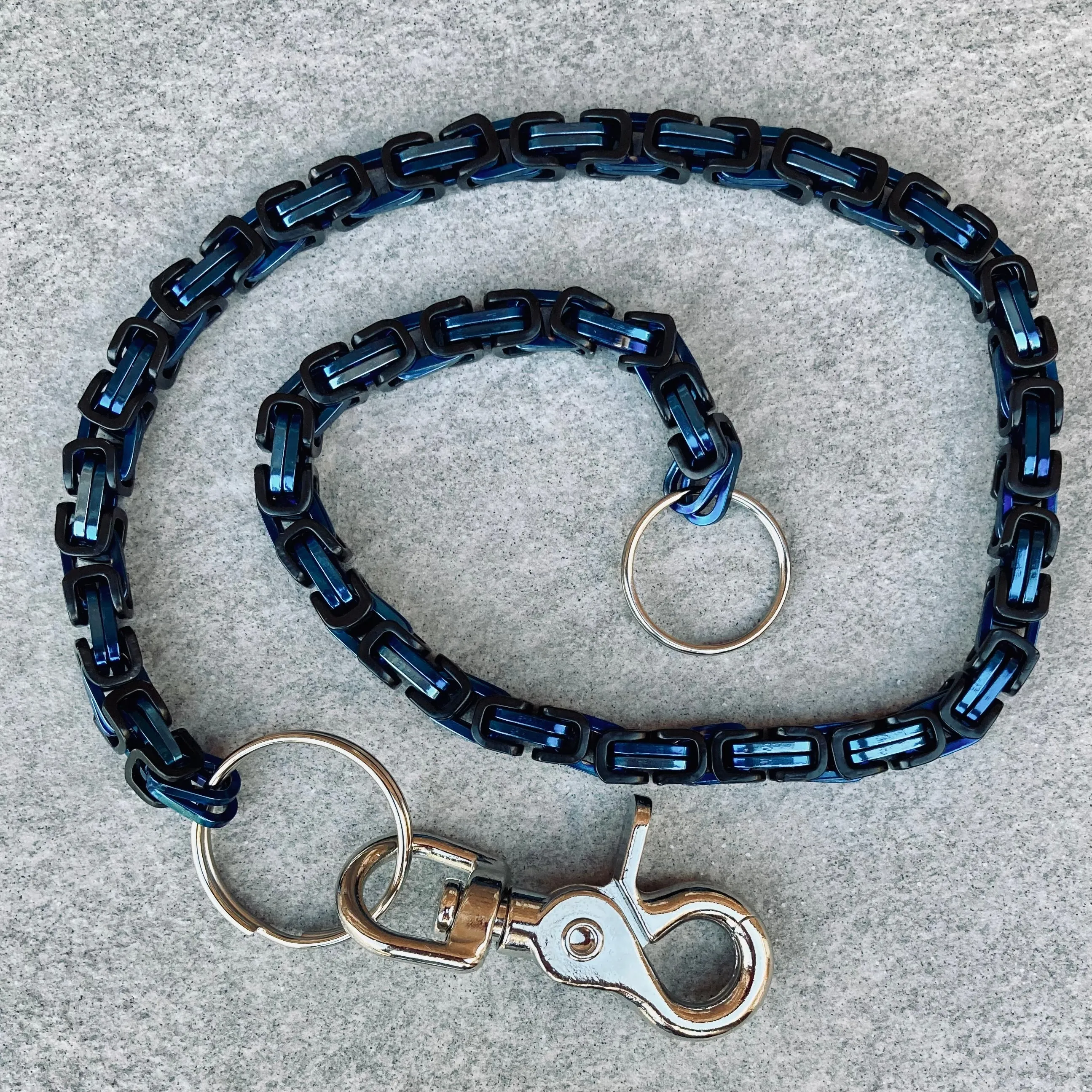 Daytona - Blue & Black - Wallet Chain Deluxe - 1/4 inch wide