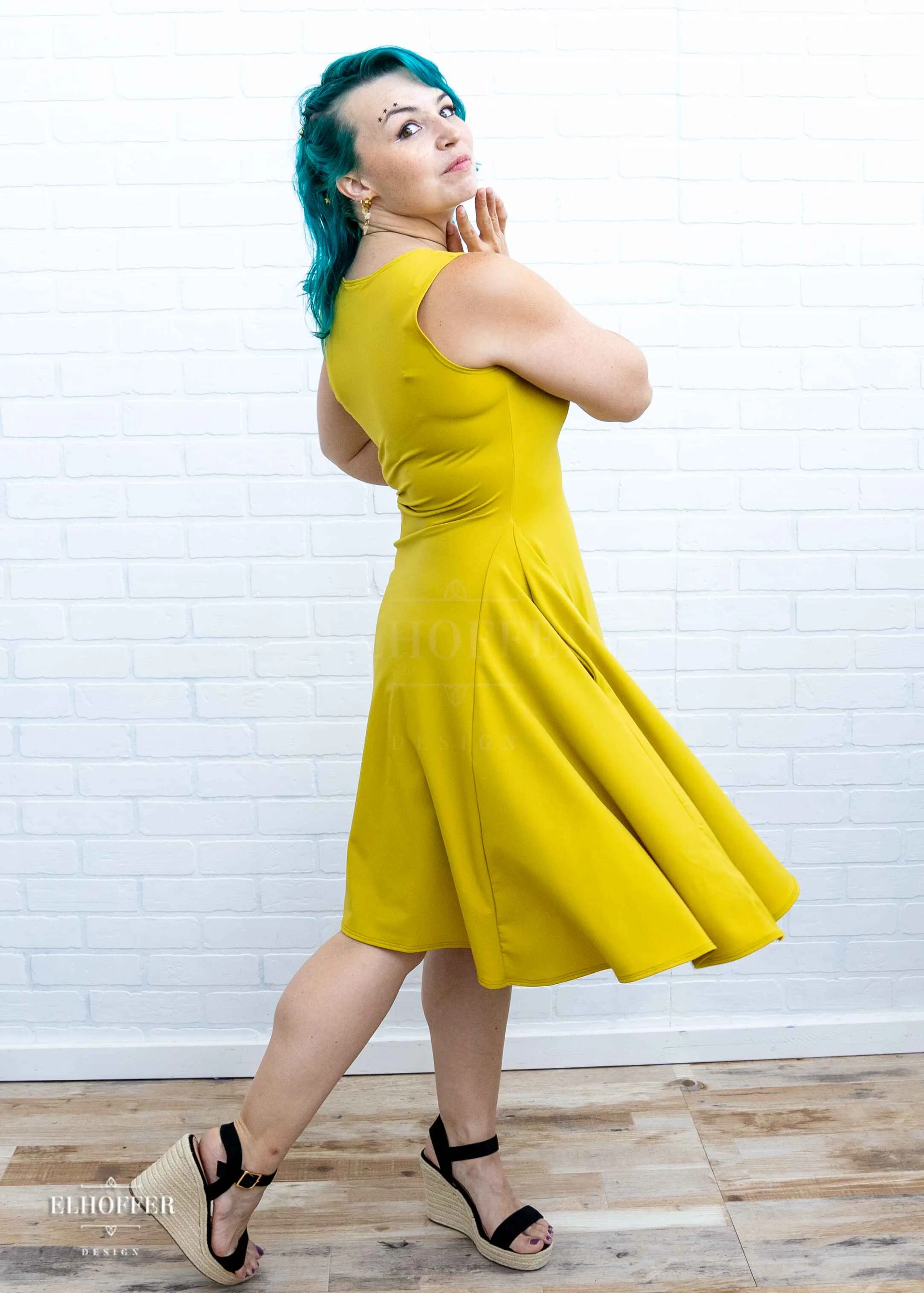 Essential Knee Length Dress - Antique Gold