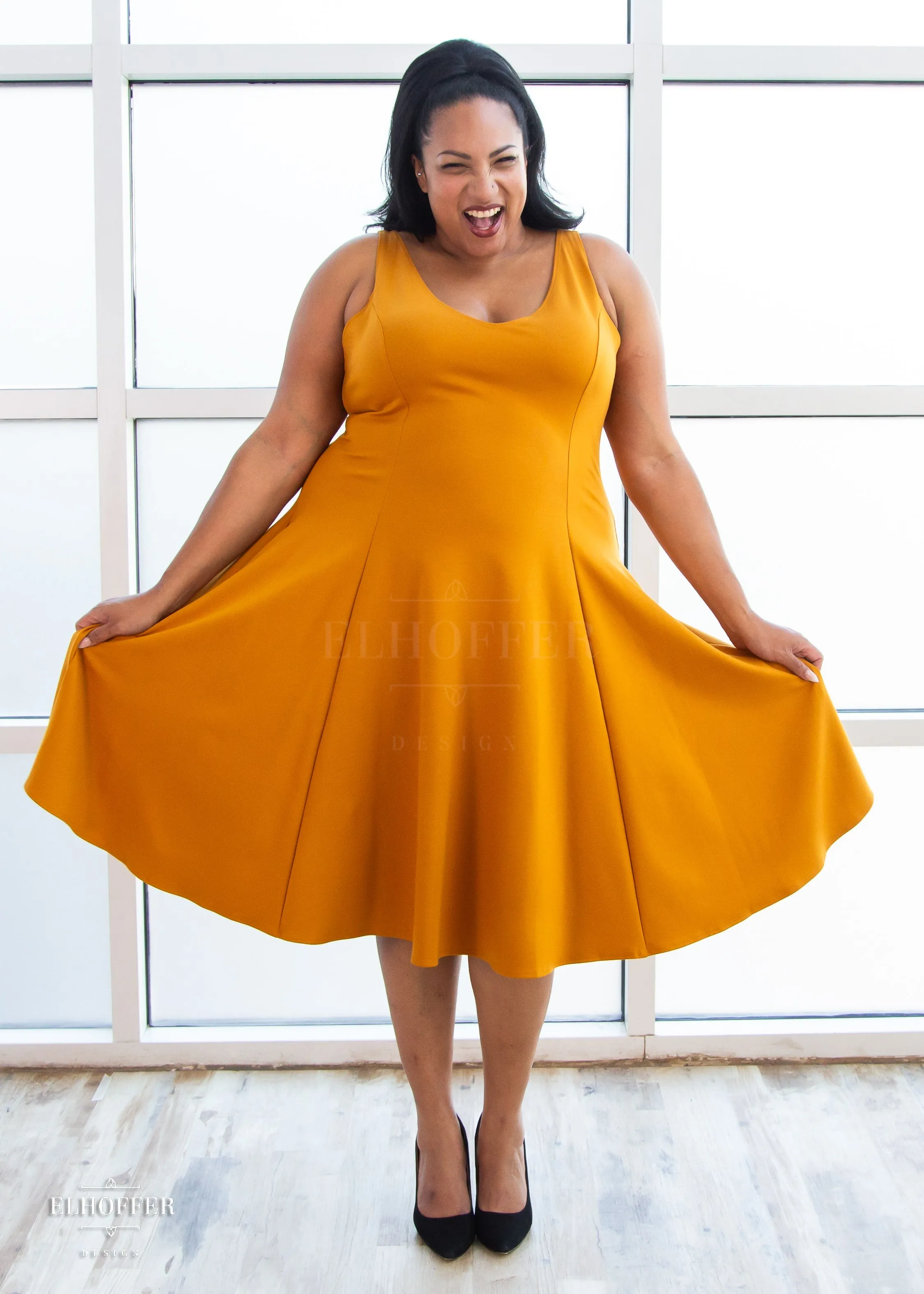 Essential Virgo Dress - Mustard Gold Ponte