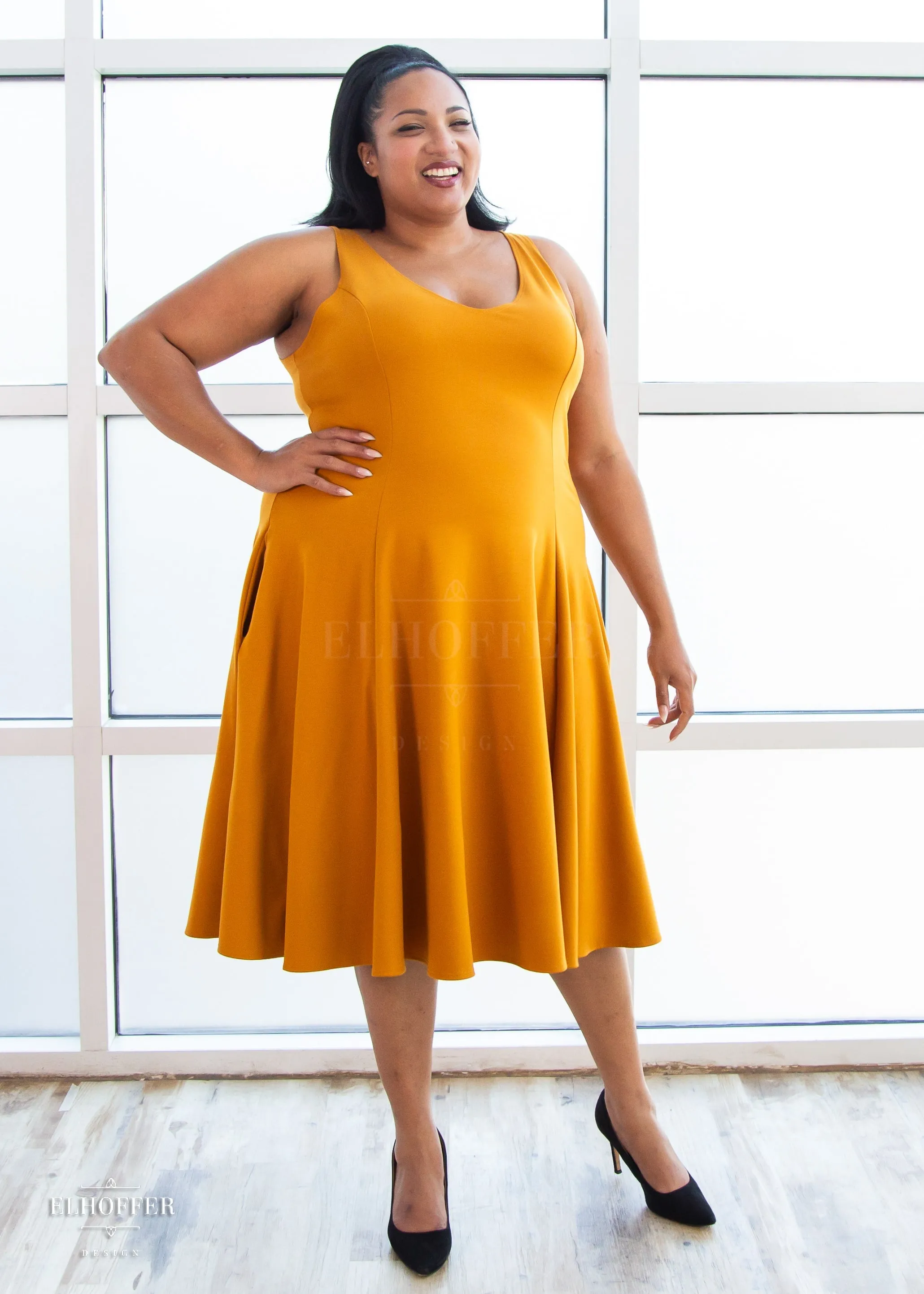 Essential Virgo Dress - Mustard Gold Ponte