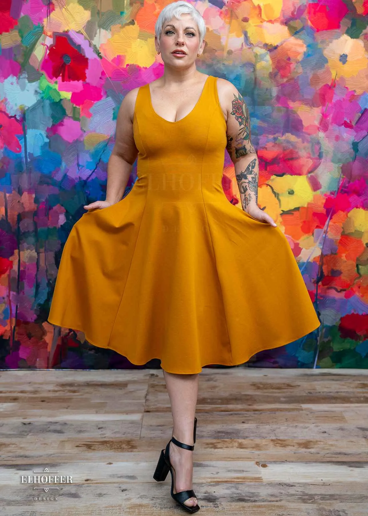 Essential Virgo Dress - Mustard Gold Ponte