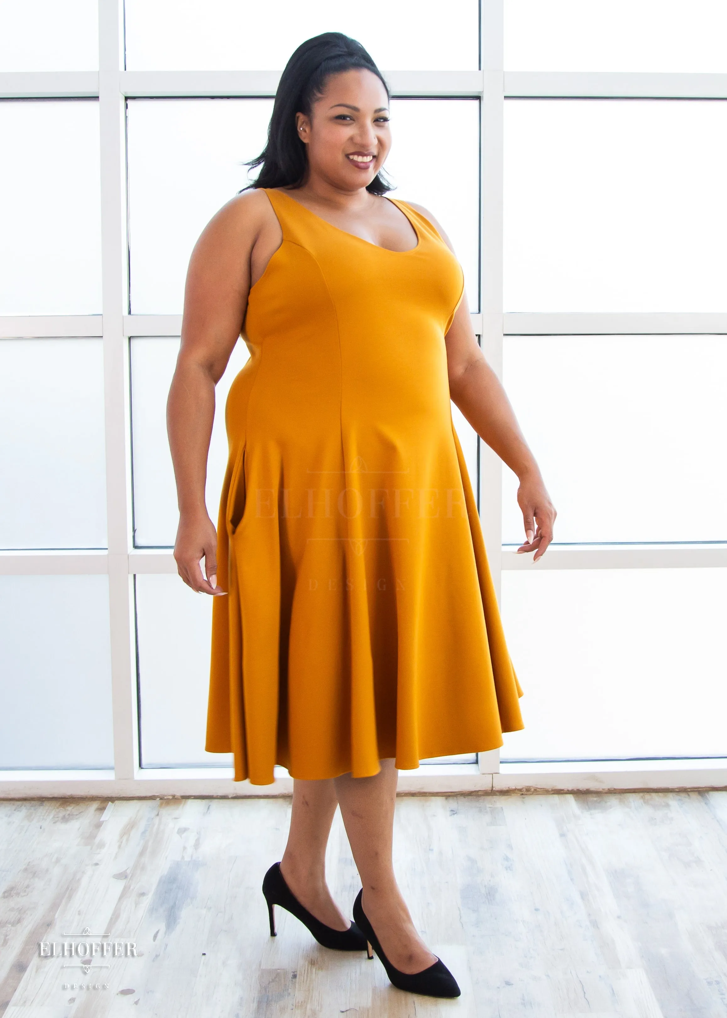 Essential Virgo Dress - Mustard Gold Ponte
