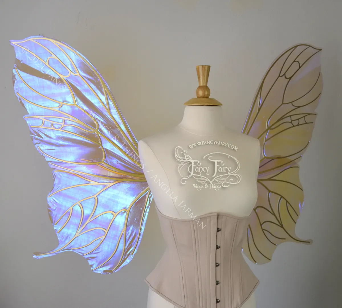 Extra Large Pansy Iridescent Convertible Fairy Wings in Lilac with Gold veins