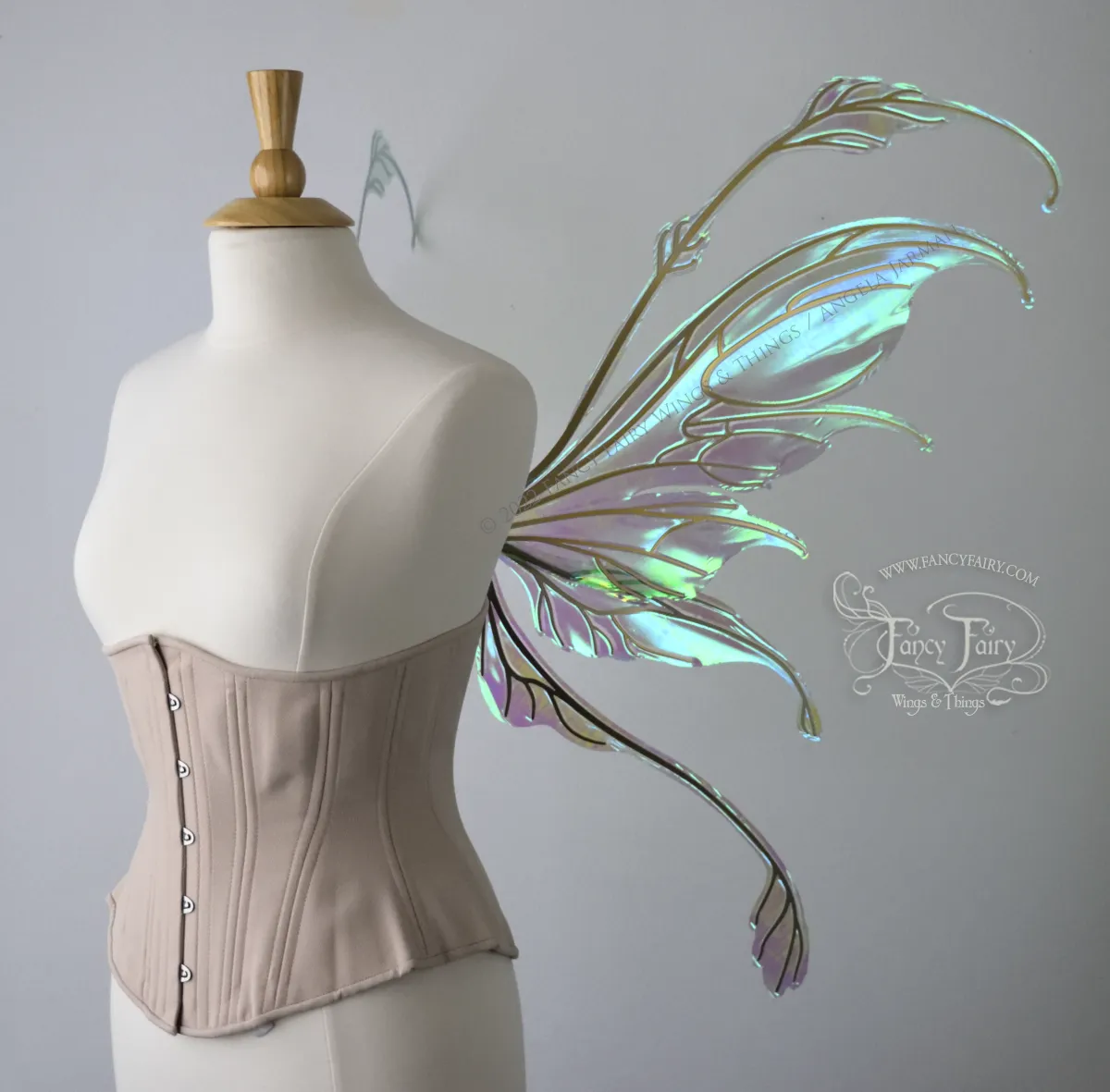 Fauna Iridescent Convertible Fairy Wings in Absinthe with Gold veins