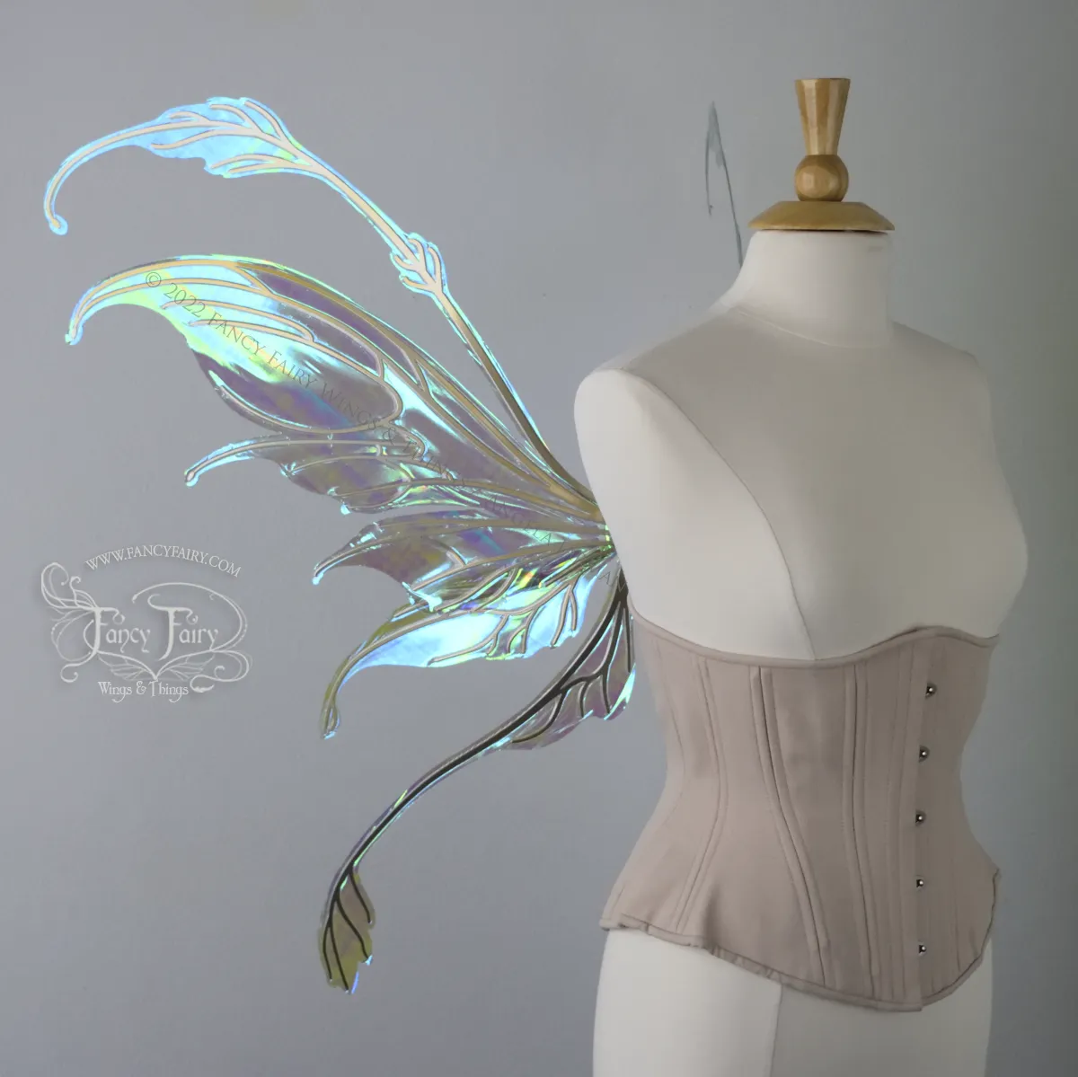 Fauna Iridescent Convertible Fairy Wings in Absinthe with Gold veins