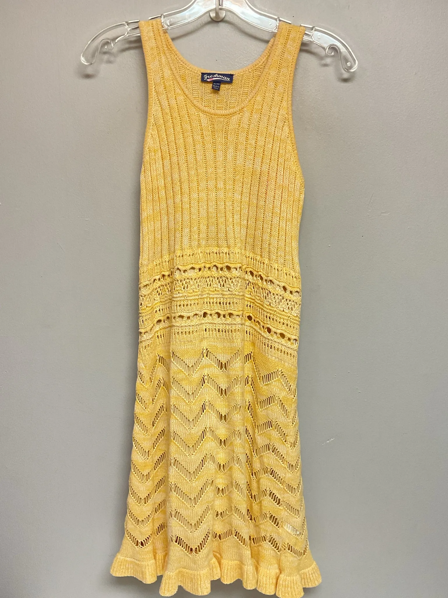 Freshman Size 16 Yellow Cotton Big Girls Dress Casual
