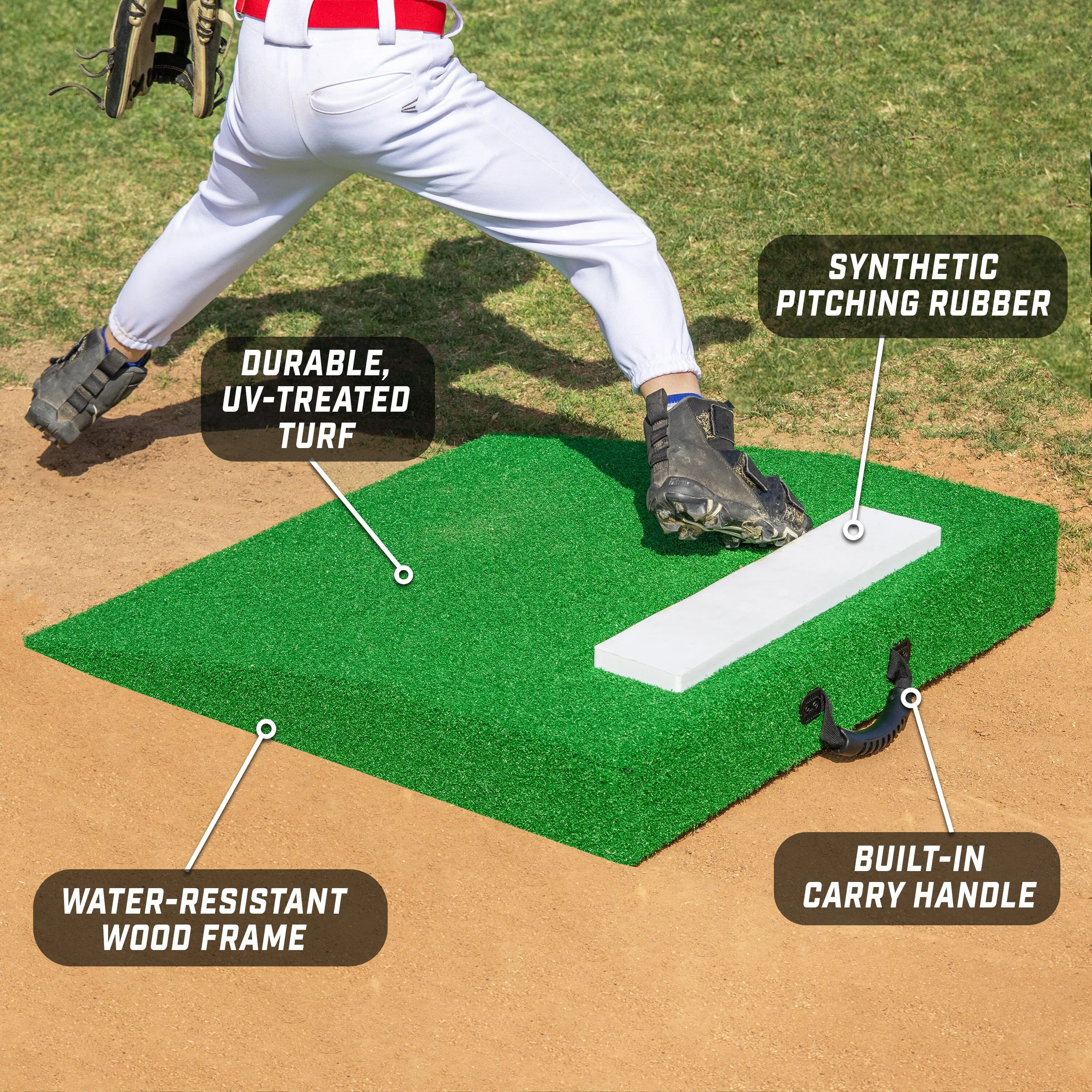 GoSports Portable Pitching Mound for Baseball and Softball Pitchers - 30 x 30 x 4 Inch