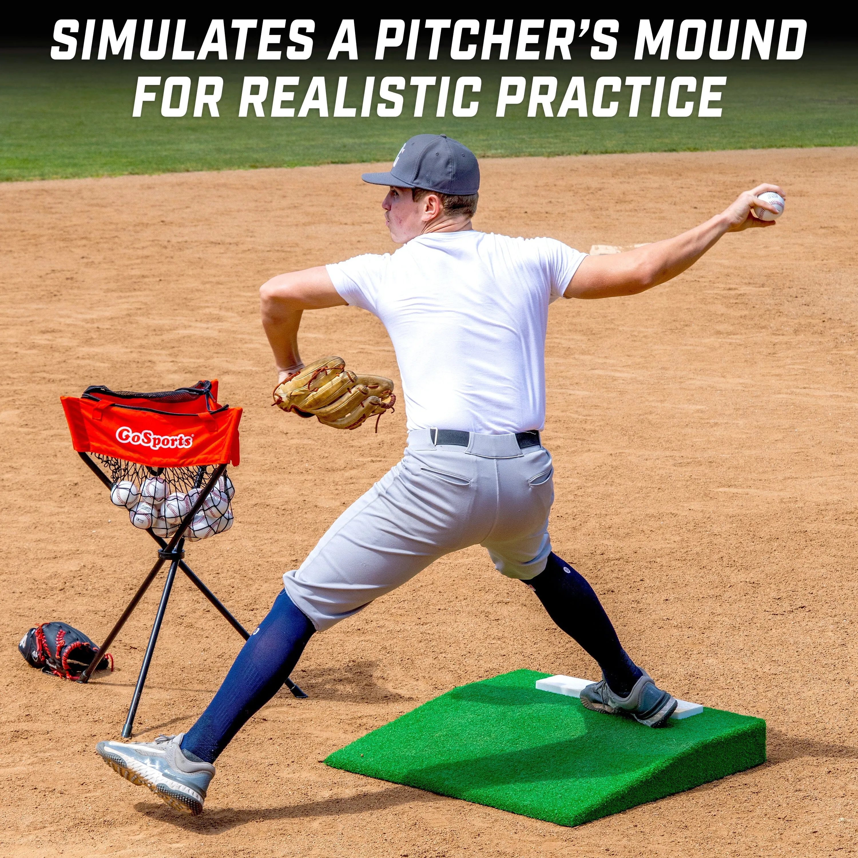 GoSports Portable Pitching Mound for Baseball and Softball Pitchers - 30 x 30 x 4 Inch